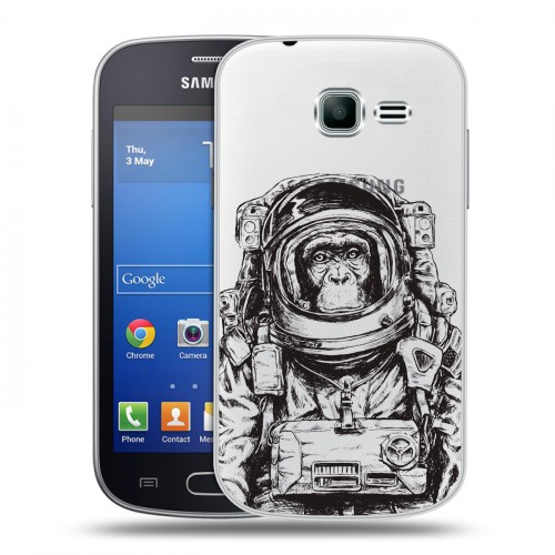 Полупрозрачный дизайнерский пластиковый чехол для Samsung Galaxy Trend Lite Прозрачный космос