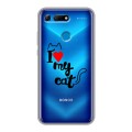 Полупрозрачный дизайнерский пластиковый чехол для Huawei Honor View 20 Прозрачные кошки