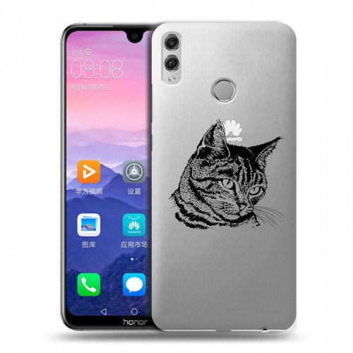 Полупрозрачный дизайнерский пластиковый чехол для Huawei Honor 8X Max Прозрачные кошки