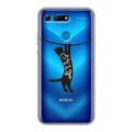 Полупрозрачный дизайнерский пластиковый чехол для Huawei Honor View 20 Прозрачные кошки
