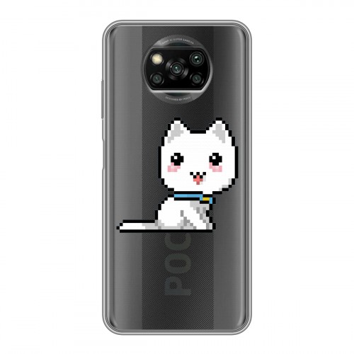 Полупрозрачный дизайнерский силиконовый с усиленными углами чехол для Xiaomi Poco X3 Кошки
