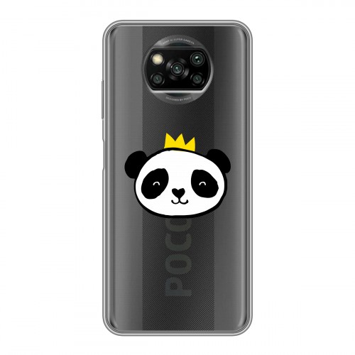 Полупрозрачный дизайнерский силиконовый с усиленными углами чехол для Xiaomi Poco X3 Прозрачные панды - смайлики