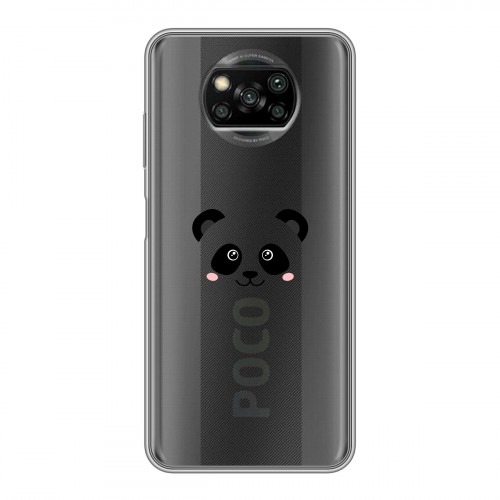 Полупрозрачный дизайнерский силиконовый с усиленными углами чехол для Xiaomi Poco X3 Прозрачные панды - смайлики