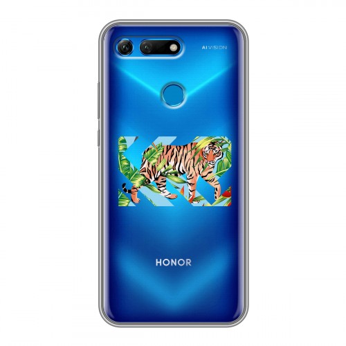 Полупрозрачный дизайнерский пластиковый чехол для Huawei Honor View 20 Прозрачные тигры