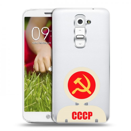 Полупрозрачный дизайнерский пластиковый чехол для LG Optimus G2 mini Флаг СССР