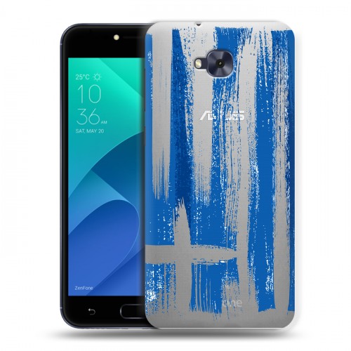 Полупрозрачный дизайнерский пластиковый чехол для ASUS ZenFone 4 Selfie флаг греции