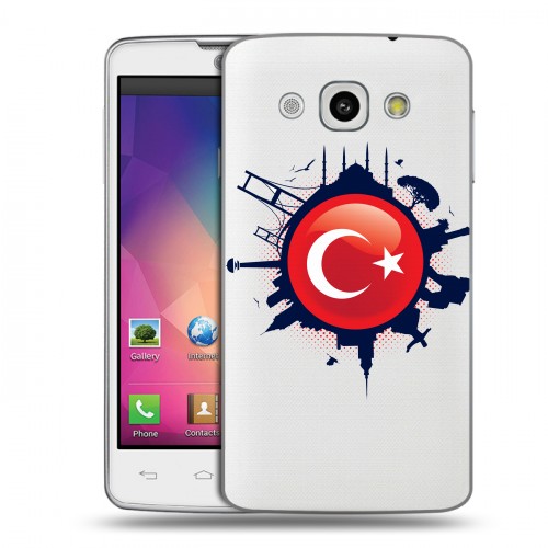Полупрозрачный дизайнерский пластиковый чехол для LG L60 Флаг Турции
