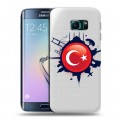 Полупрозрачный дизайнерский пластиковый чехол для Samsung Galaxy S6 Edge Флаг Турции