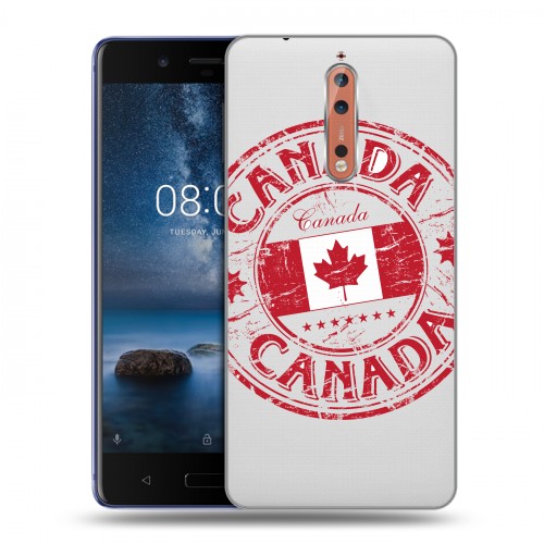 Полупрозрачный дизайнерский пластиковый чехол для Nokia 8 Флаг Канады
