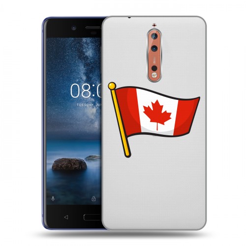 Полупрозрачный дизайнерский пластиковый чехол для Nokia 8 Флаг Канады
