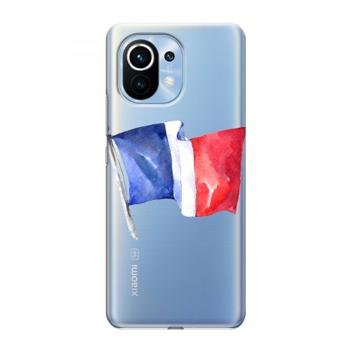 Полупрозрачный дизайнерский пластиковый чехол для Xiaomi Mi 11 Флаг Франции