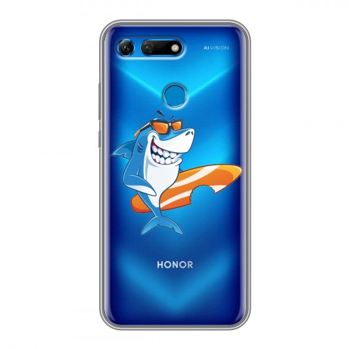 Полупрозрачный дизайнерский пластиковый чехол для Huawei Honor View 20 Прозрачные акулы