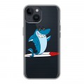 Полупрозрачный дизайнерский пластиковый чехол для Iphone 14 Прозрачные акулы