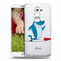 Полупрозрачный дизайнерский пластиковый чехол для LG Optimus G2 mini Прозрачные акулы