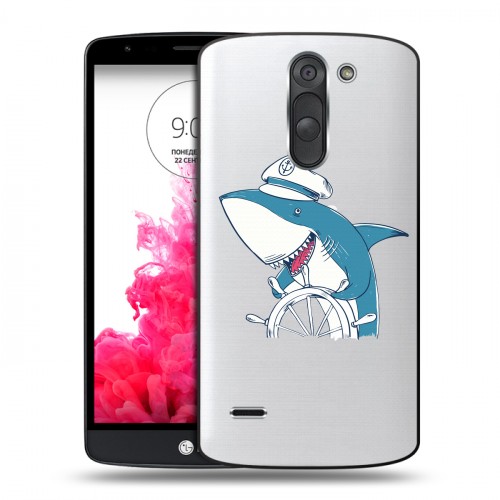 Полупрозрачный дизайнерский пластиковый чехол для LG G3 Stylus Прозрачные акулы