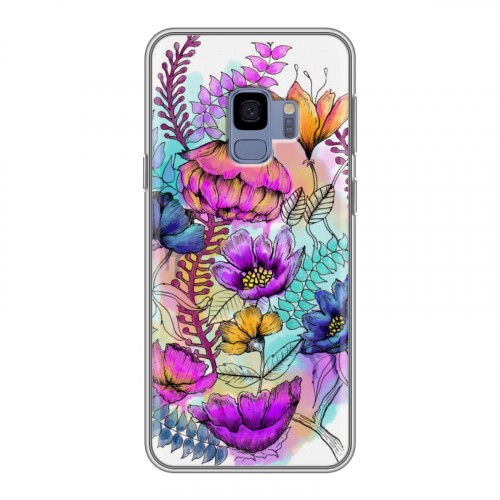 Дизайнерский пластиковый чехол для Samsung Galaxy S9 Цветочная акварель
