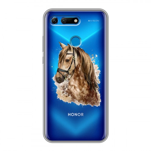 Полупрозрачный дизайнерский пластиковый чехол для Huawei Honor View 20 Прозрачные лошади и единороги 