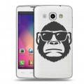 Полупрозрачный дизайнерский пластиковый чехол для LG L60 Прозрачные обезьяны