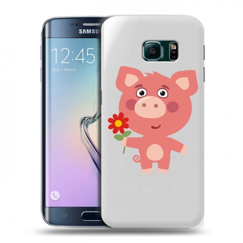 Полупрозрачный дизайнерский пластиковый чехол для Samsung Galaxy S6 Edge Прозрачные свинки