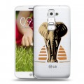 Полупрозрачный дизайнерский пластиковый чехол для LG Optimus G2 mini Прозрачные слоны