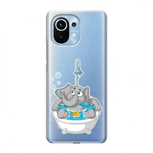 Полупрозрачный дизайнерский пластиковый чехол для Xiaomi Mi 11 Прозрачные слоны