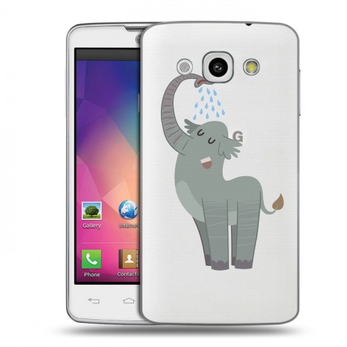 Полупрозрачный дизайнерский пластиковый чехол для LG L60 Прозрачные слоны