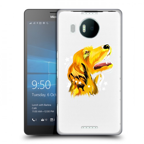 Полупрозрачный дизайнерский пластиковый чехол для Microsoft Lumia 950 XL Прозрачные собаки