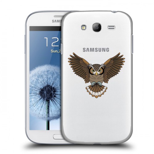 Полупрозрачный дизайнерский пластиковый чехол для Samsung Galaxy Grand Прозрачные совы