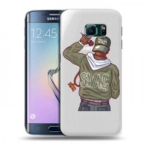Полупрозрачный дизайнерский пластиковый чехол для Samsung Galaxy S6 Edge Прозрачное SWAG