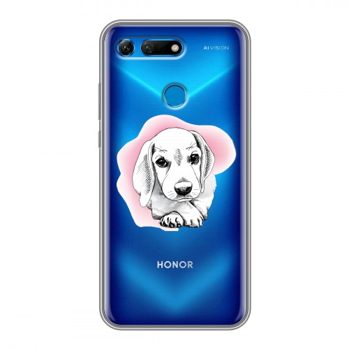 Полупрозрачный дизайнерский пластиковый чехол для Huawei Honor View 20 Прозрачные щенки
