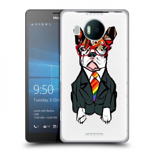 Полупрозрачный дизайнерский пластиковый чехол для Microsoft Lumia 950 XL Прозрачные щенки