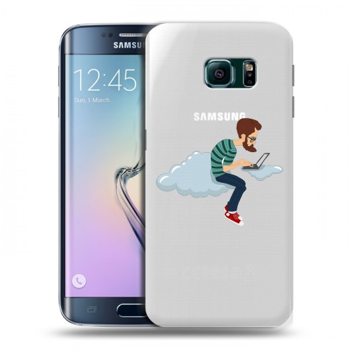 Полупрозрачный дизайнерский пластиковый чехол для Samsung Galaxy S6 Edge Прозрачное IT