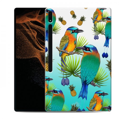 Дизайнерский силиконовый чехол для Samsung Galaxy Tab S8 Ultra Птицы и фрукты