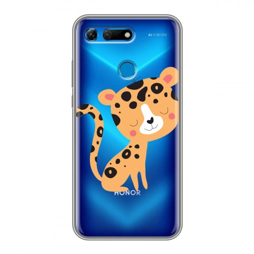Дизайнерский силиконовый чехол для Huawei Honor View 20 Прозрачные леопарды