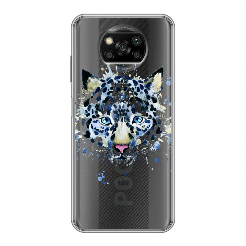 Полупрозрачный дизайнерский силиконовый с усиленными углами чехол для Xiaomi Poco X3 Прозрачные леопарды