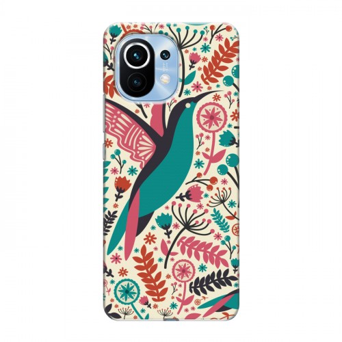 Дизайнерский силиконовый чехол для Xiaomi Mi 11 Цветы и птицы