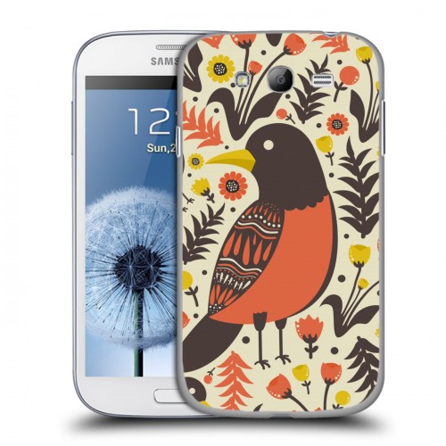Дизайнерский пластиковый чехол для Samsung Galaxy Grand Цветы и птицы