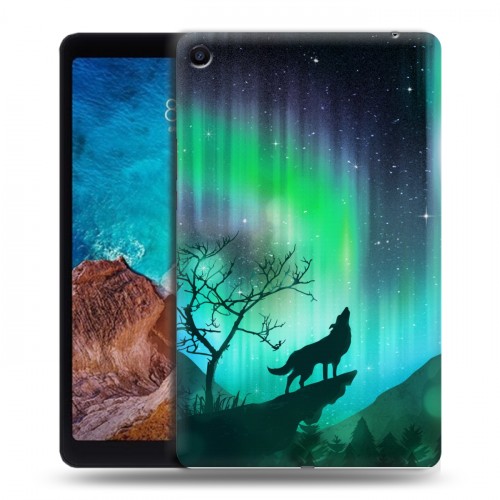 Дизайнерский силиконовый чехол для Xiaomi Mi Pad 4 Plus Северное сияние и волк