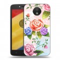 Дизайнерский пластиковый чехол для Motorola Moto C Plus Романтик цветы