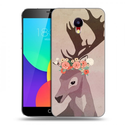 Дизайнерский пластиковый чехол для Meizu M5c Животные с цветами