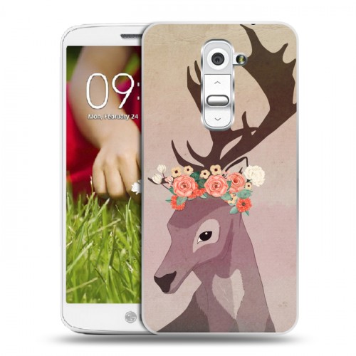 Дизайнерский пластиковый чехол для LG Optimus G2 mini Животные с цветами