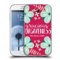 Дизайнерский пластиковый чехол для Samsung Galaxy Grand Цветочные надписи