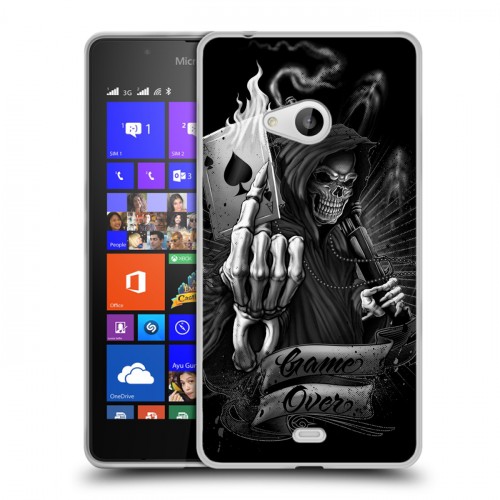 Дизайнерский пластиковый чехол для Microsoft Lumia 540 Скелет и туз