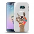 Полупрозрачный дизайнерский пластиковый чехол для Samsung Galaxy S6 Edge Мятные звери
