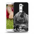 Дизайнерский пластиковый чехол для LG Optimus G2 mini Схватка медведей