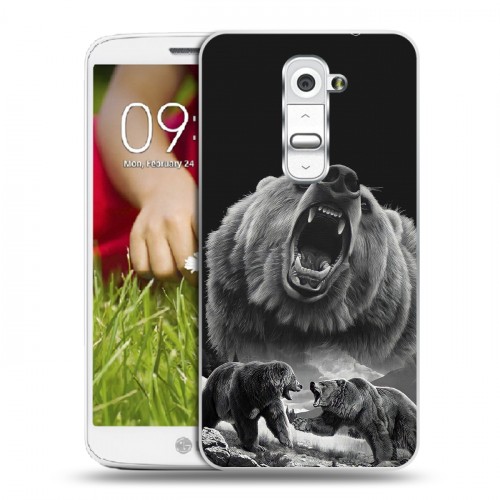 Дизайнерский пластиковый чехол для LG Optimus G2 mini Схватка медведей