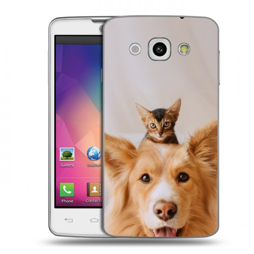 Дизайнерский пластиковый чехол для LG L60 Собака и котенок