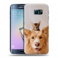 Дизайнерский пластиковый чехол для Samsung Galaxy S6 Edge Собака и котенок