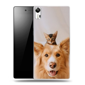 Дизайнерский силиконовый чехол для Lenovo Vibe Shot Собака и котенок (на заказ)