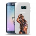 Полупрозрачный дизайнерский пластиковый чехол для Samsung Galaxy S6 Edge Девушка на спорте